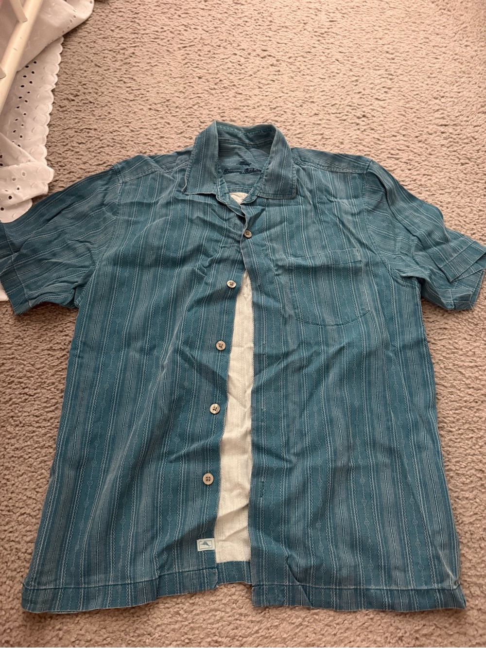 Tommy Bahama Teal Striped Short-Sleeve Button-Down Shirt
